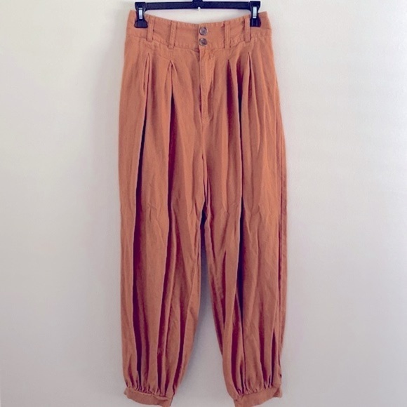 Free People Kirsten trouser rust/autumn leave linen pant - Picture 2 of 11